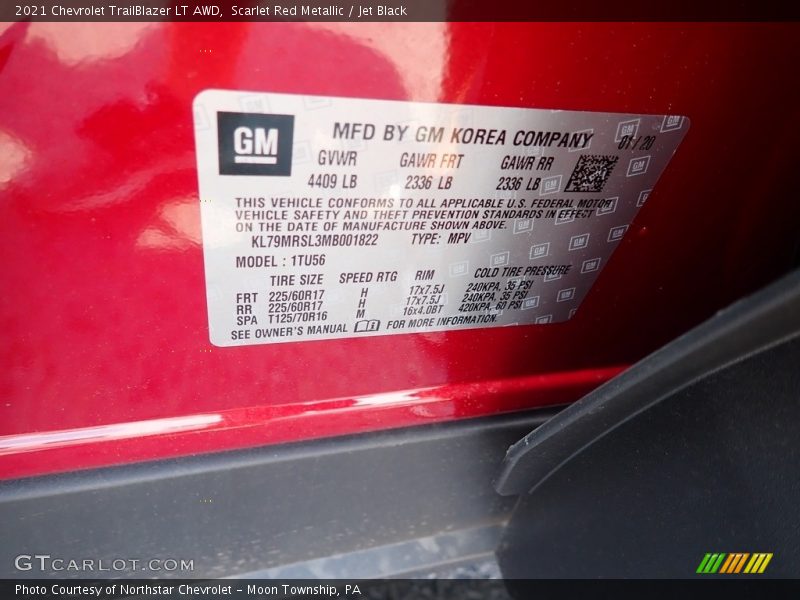 Scarlet Red Metallic / Jet Black 2021 Chevrolet TrailBlazer LT AWD