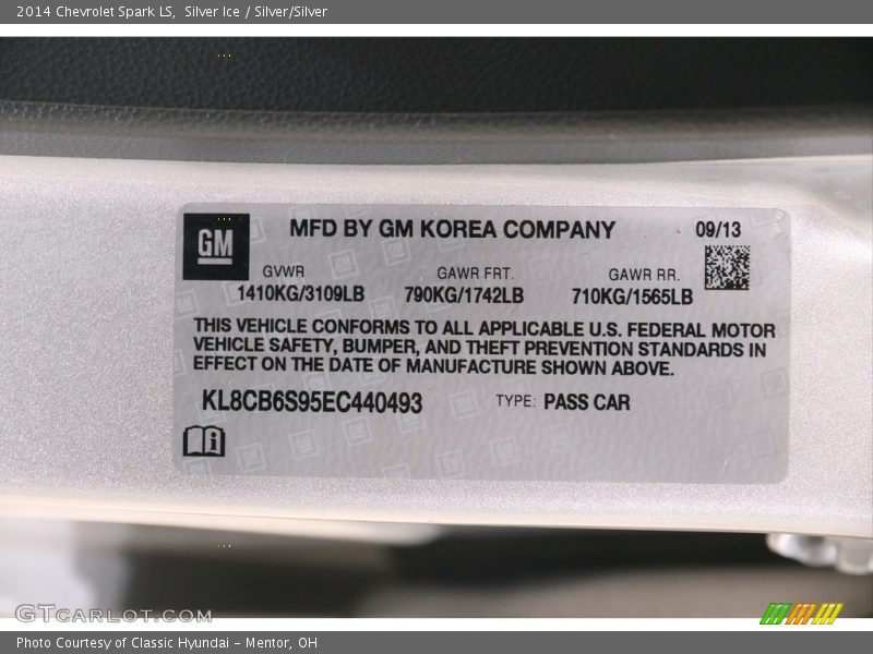 Silver Ice / Silver/Silver 2014 Chevrolet Spark LS