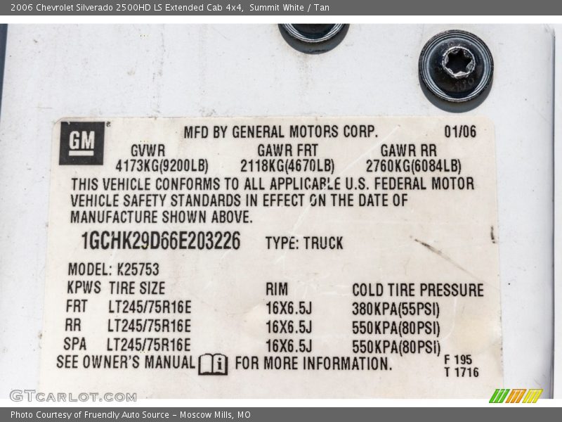 Summit White / Tan 2006 Chevrolet Silverado 2500HD LS Extended Cab 4x4