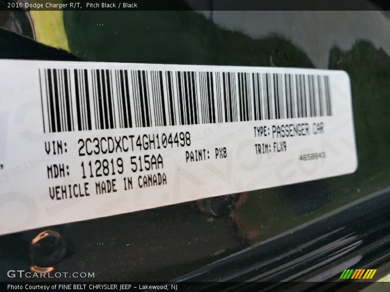 Pitch Black / Black 2016 Dodge Charger R/T