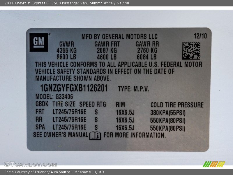 Summit White / Neutral 2011 Chevrolet Express LT 3500 Passenger Van