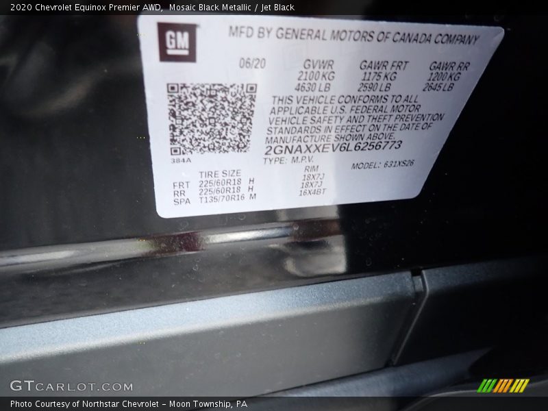 Mosaic Black Metallic / Jet Black 2020 Chevrolet Equinox Premier AWD