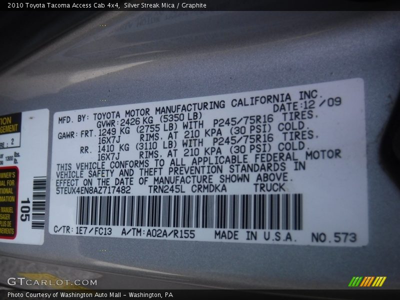 Silver Streak Mica / Graphite 2010 Toyota Tacoma Access Cab 4x4