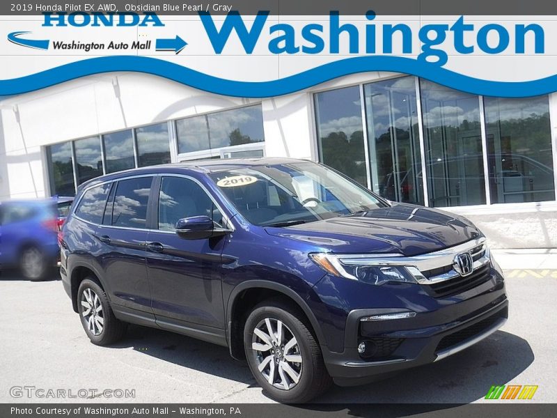 Obsidian Blue Pearl / Gray 2019 Honda Pilot EX AWD