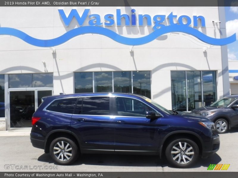 Obsidian Blue Pearl / Gray 2019 Honda Pilot EX AWD