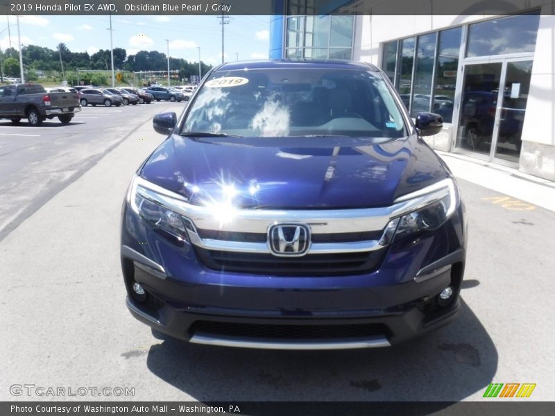 Obsidian Blue Pearl / Gray 2019 Honda Pilot EX AWD