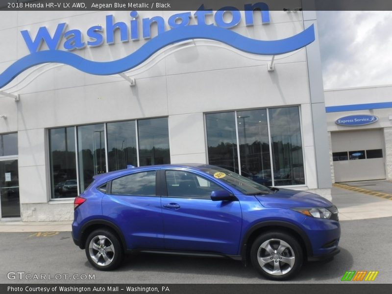 Aegean Blue Metallic / Black 2018 Honda HR-V LX AWD