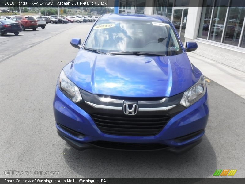 Aegean Blue Metallic / Black 2018 Honda HR-V LX AWD