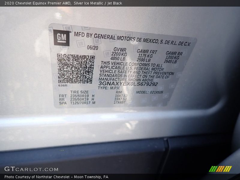 Silver Ice Metallic / Jet Black 2020 Chevrolet Equinox Premier AWD