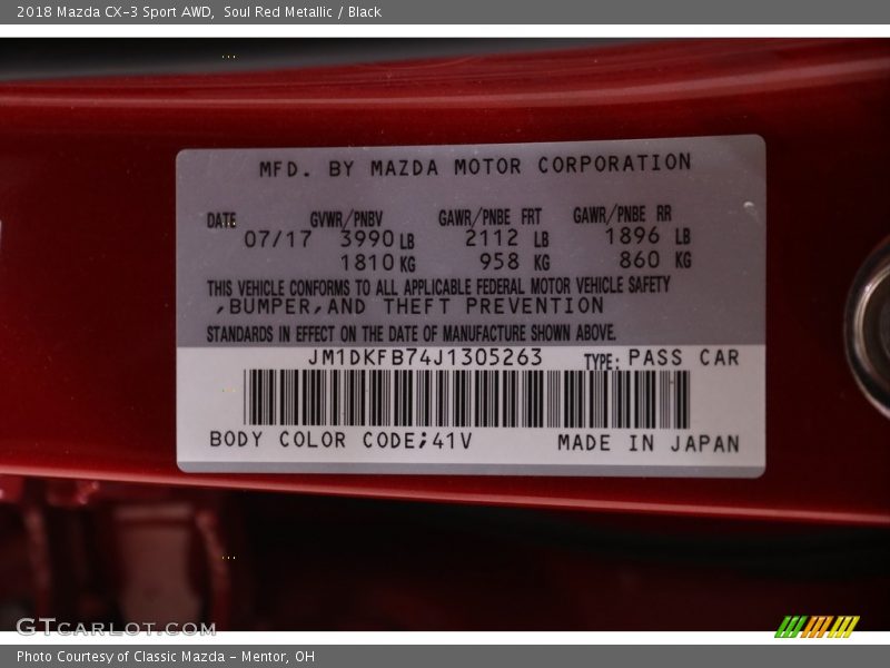 Soul Red Metallic / Black 2018 Mazda CX-3 Sport AWD