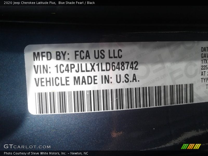 Blue Shade Pearl / Black 2020 Jeep Cherokee Latitude Plus