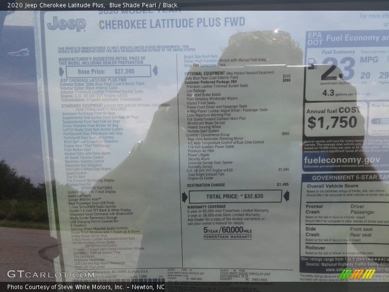 Blue Shade Pearl / Black 2020 Jeep Cherokee Latitude Plus