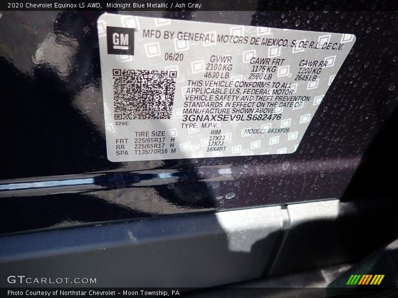 Midnight Blue Metallic / Ash Gray 2020 Chevrolet Equinox LS AWD