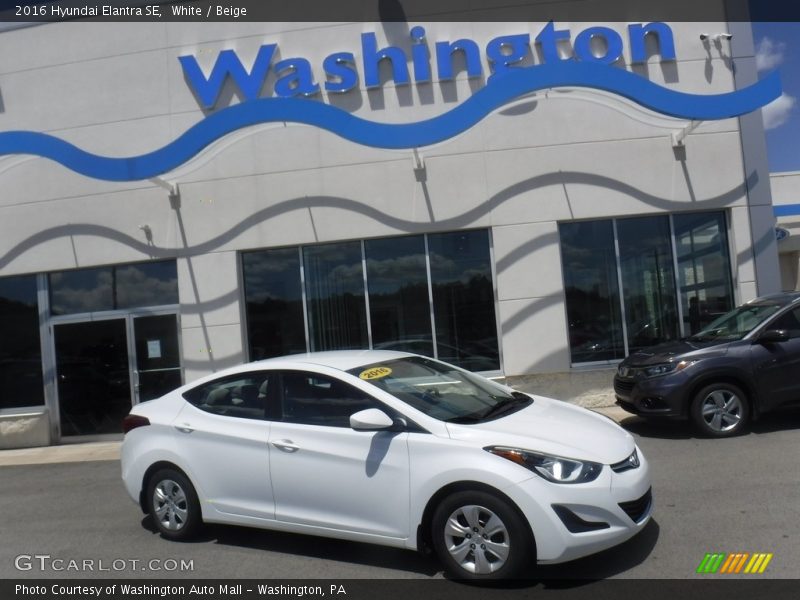 White / Beige 2016 Hyundai Elantra SE