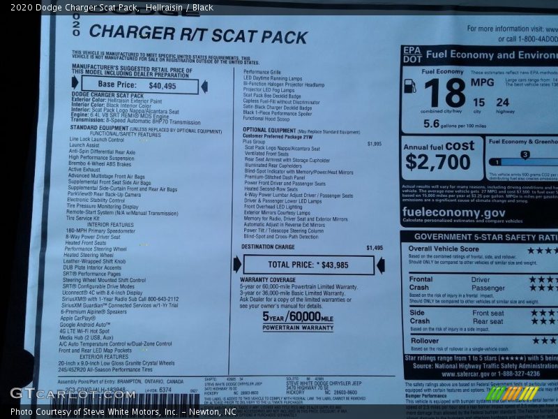 Hellraisin / Black 2020 Dodge Charger Scat Pack