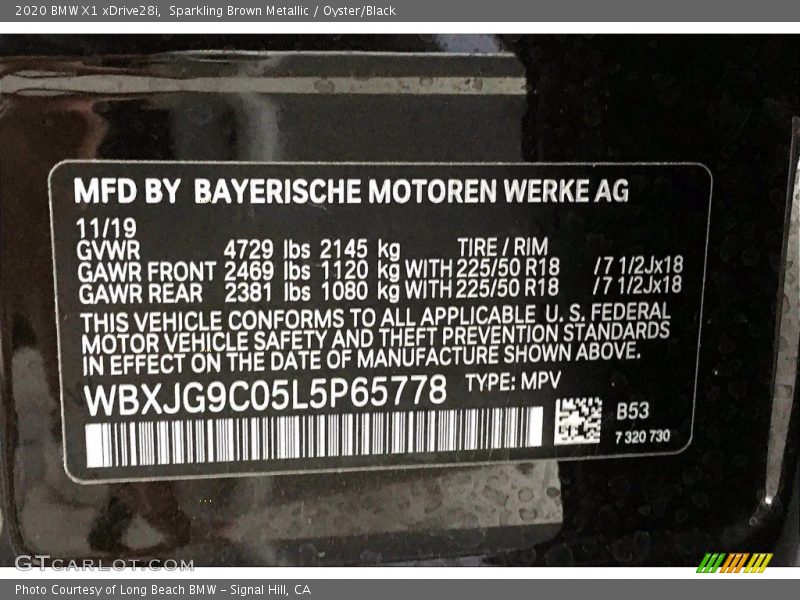 Sparkling Brown Metallic / Oyster/Black 2020 BMW X1 xDrive28i