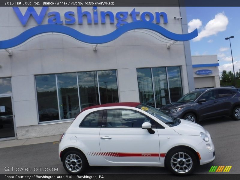 Bianco (White) / Avorio/Rosso (Ivory/Red) 2015 Fiat 500c Pop