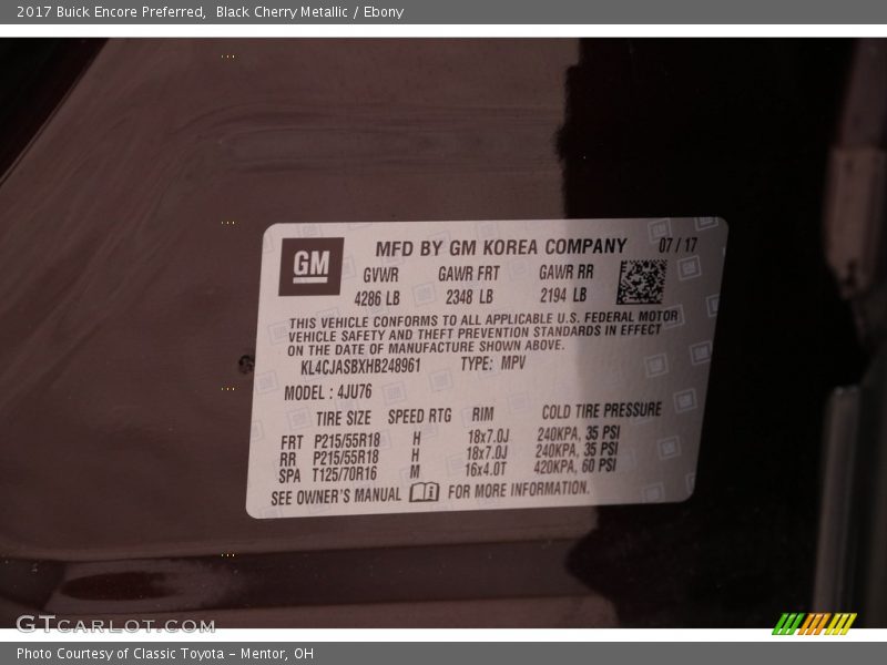 Black Cherry Metallic / Ebony 2017 Buick Encore Preferred