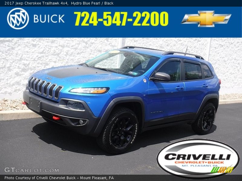 Hydro Blue Pearl / Black 2017 Jeep Cherokee Trailhawk 4x4