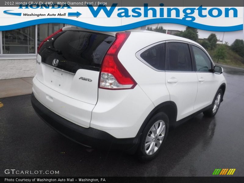White Diamond Pearl / Beige 2012 Honda CR-V EX 4WD
