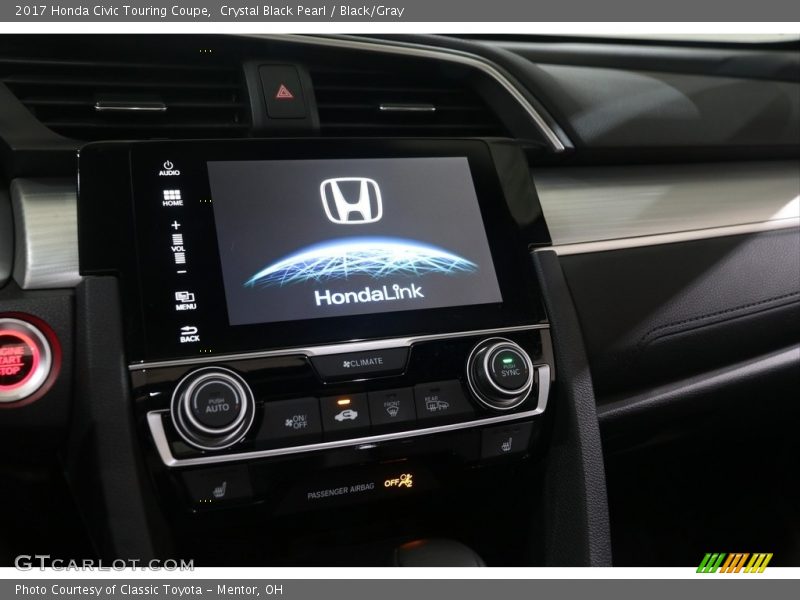 Crystal Black Pearl / Black/Gray 2017 Honda Civic Touring Coupe