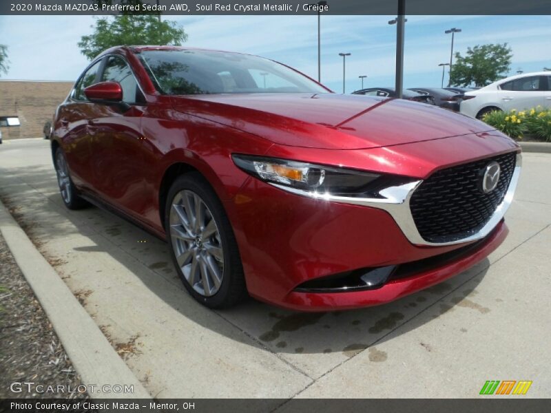 Soul Red Crystal Metallic / Greige 2020 Mazda MAZDA3 Preferred Sedan AWD