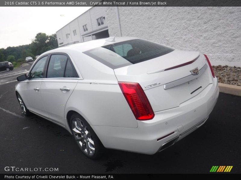 Crystal White Tricoat / Kona Brown/Jet Black 2016 Cadillac CTS 3.6 Performace AWD Sedan