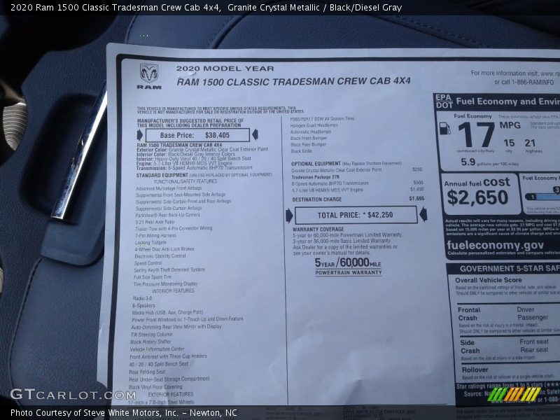 Granite Crystal Metallic / Black/Diesel Gray 2020 Ram 1500 Classic Tradesman Crew Cab 4x4
