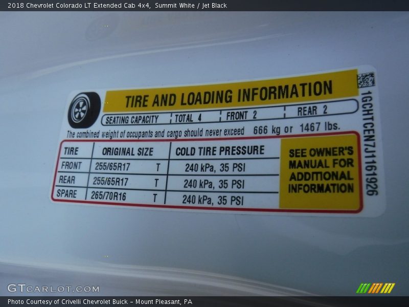 Summit White / Jet Black 2018 Chevrolet Colorado LT Extended Cab 4x4