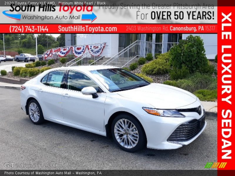 Platinum White Pearl / Black 2020 Toyota Camry XLE AWD
