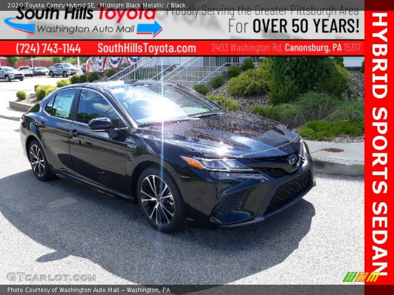 Midnight Black Metallic / Black 2020 Toyota Camry Hybrid SE