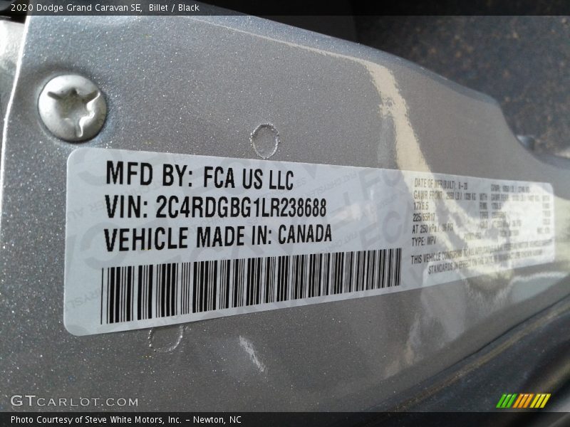 Billet / Black 2020 Dodge Grand Caravan SE