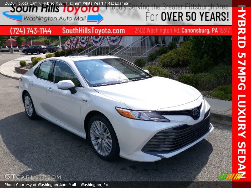 Platinum White Pearl / Macadamia 2020 Toyota Camry Hybrid XLE