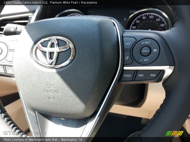 Platinum White Pearl / Macadamia 2020 Toyota Camry Hybrid XLE