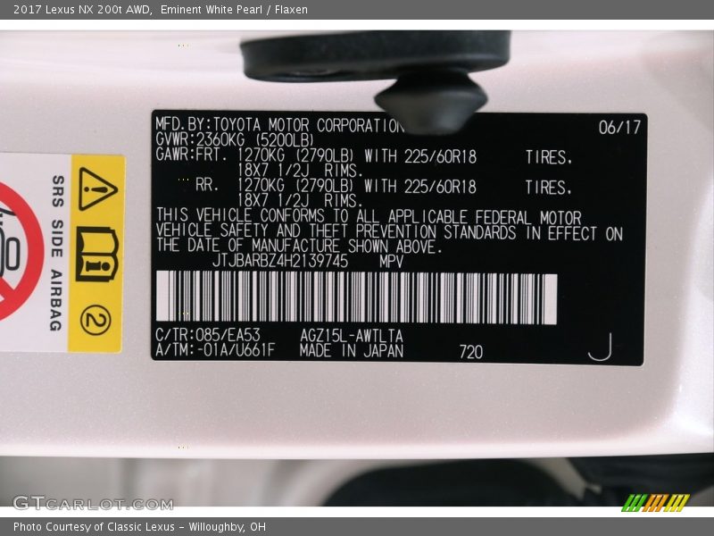Eminent White Pearl / Flaxen 2017 Lexus NX 200t AWD