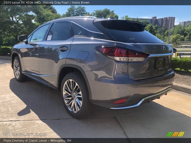Nebula Gray Pearl / Noble Brown 2020 Lexus RX 450h AWD
