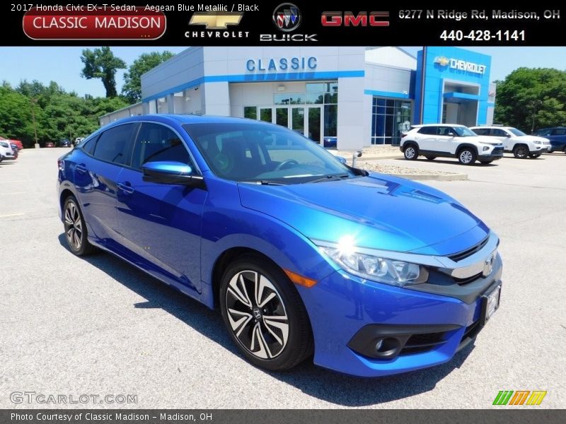 Aegean Blue Metallic / Black 2017 Honda Civic EX-T Sedan
