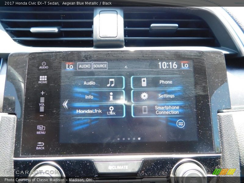 Aegean Blue Metallic / Black 2017 Honda Civic EX-T Sedan