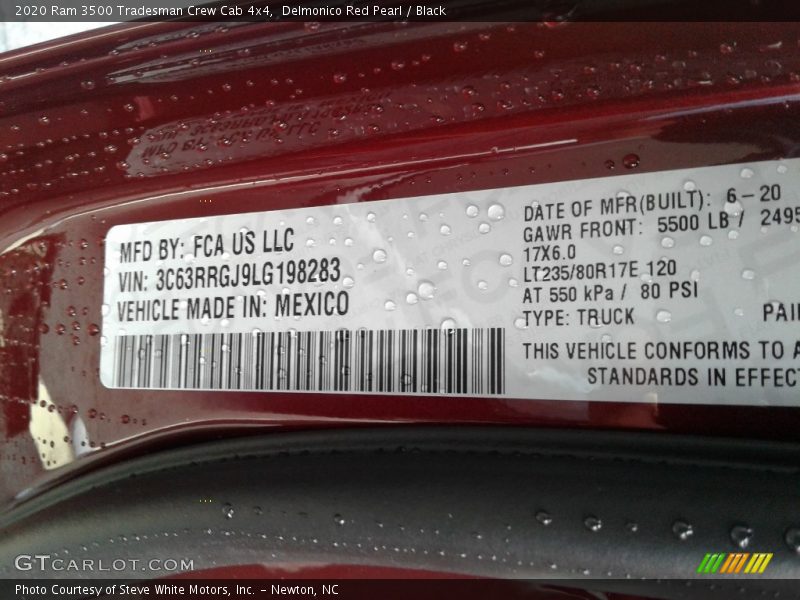 Delmonico Red Pearl / Black 2020 Ram 3500 Tradesman Crew Cab 4x4