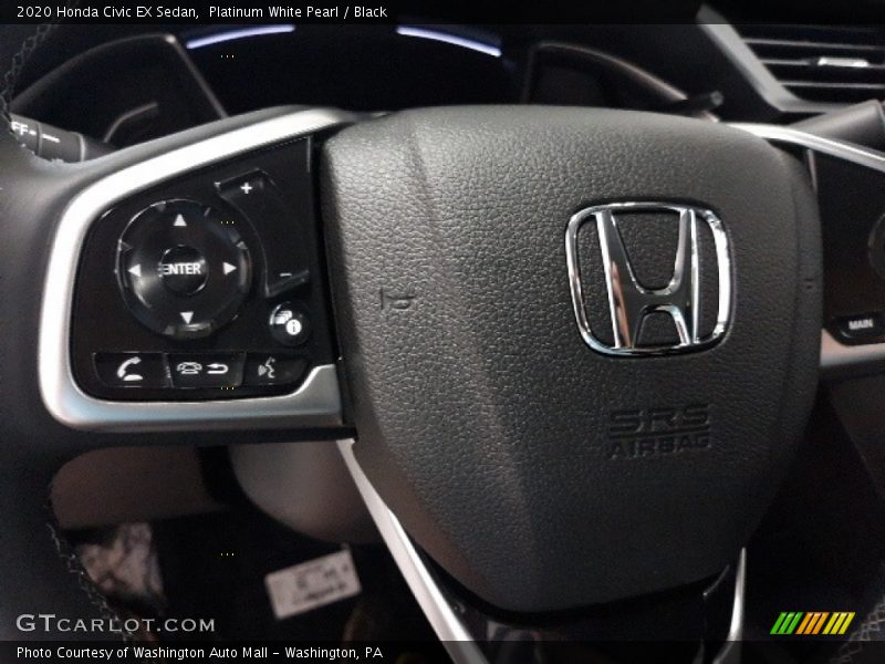 Platinum White Pearl / Black 2020 Honda Civic EX Sedan