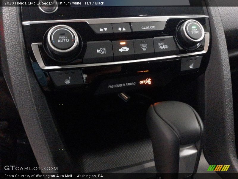 Platinum White Pearl / Black 2020 Honda Civic EX Sedan