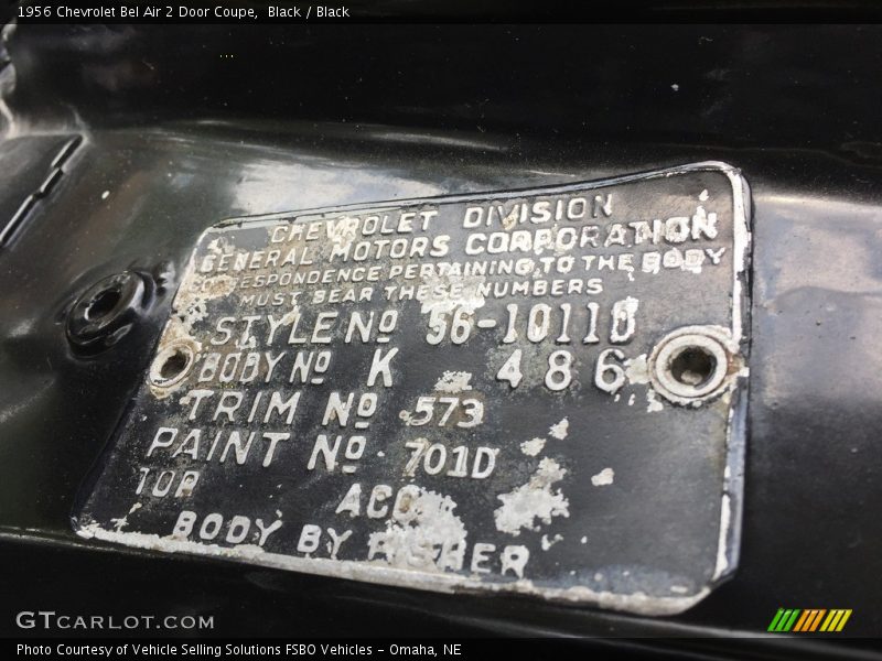 Black / Black 1956 Chevrolet Bel Air 2 Door Coupe