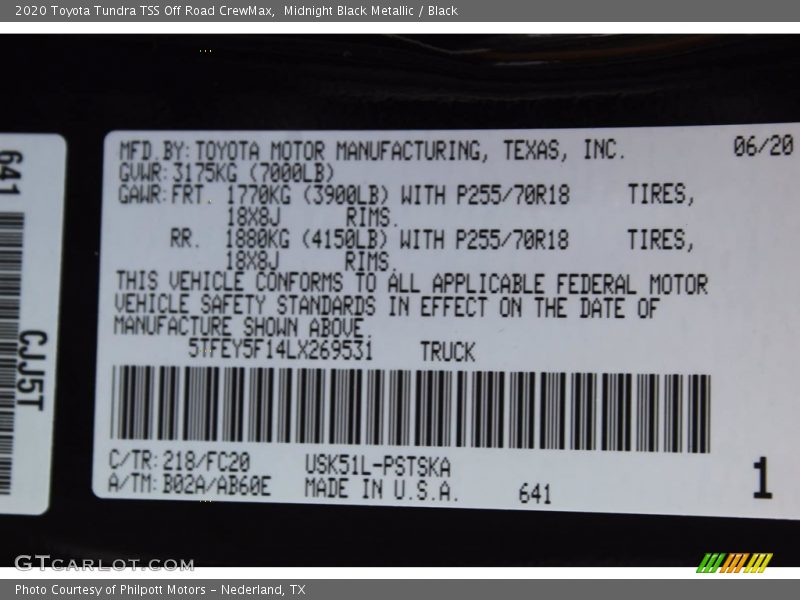 Midnight Black Metallic / Black 2020 Toyota Tundra TSS Off Road CrewMax