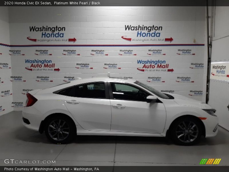 Platinum White Pearl / Black 2020 Honda Civic EX Sedan
