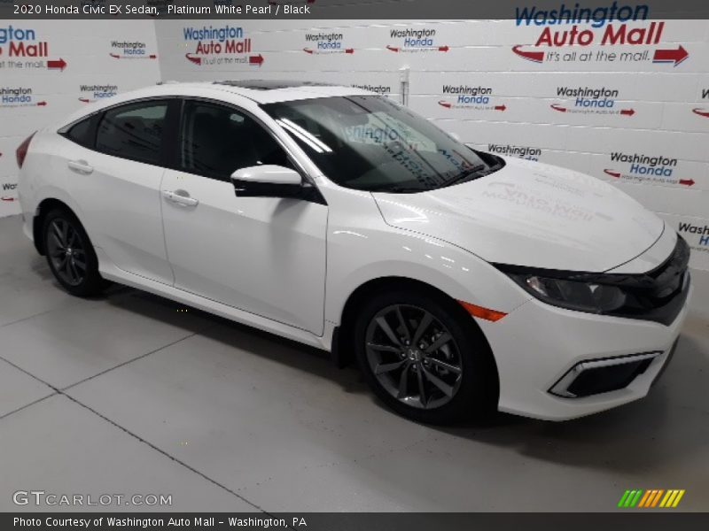 Platinum White Pearl / Black 2020 Honda Civic EX Sedan