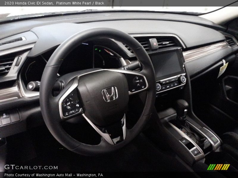 Platinum White Pearl / Black 2020 Honda Civic EX Sedan