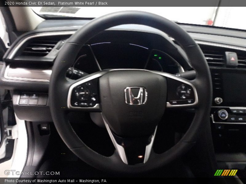 Platinum White Pearl / Black 2020 Honda Civic EX Sedan