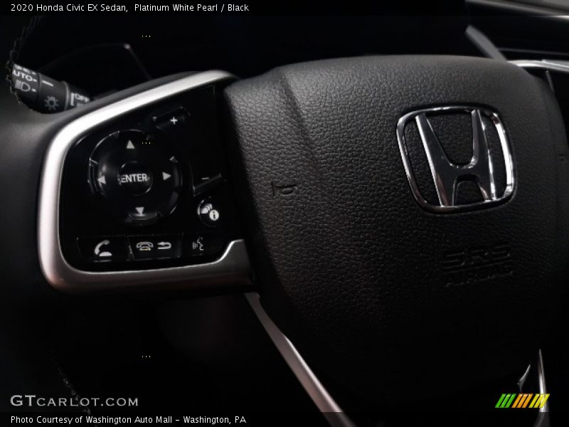 Platinum White Pearl / Black 2020 Honda Civic EX Sedan