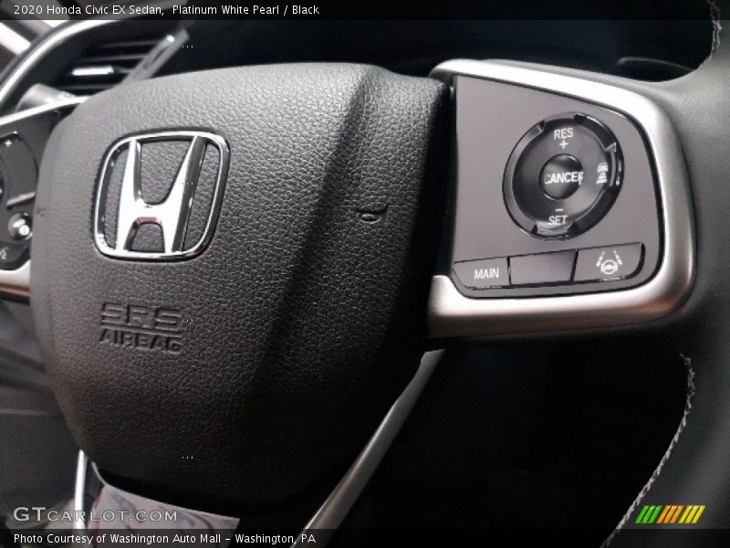 Platinum White Pearl / Black 2020 Honda Civic EX Sedan