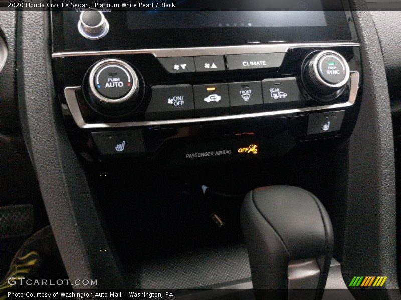 Platinum White Pearl / Black 2020 Honda Civic EX Sedan
